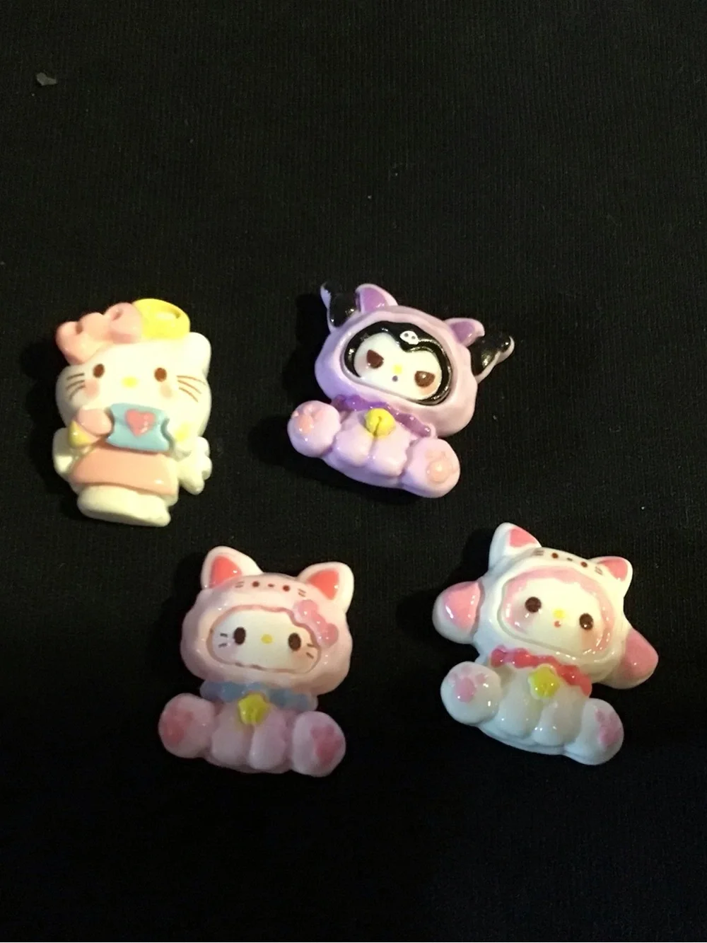 Cute Pink & Purple Cat Character Resin mini magnet set - Set of 4